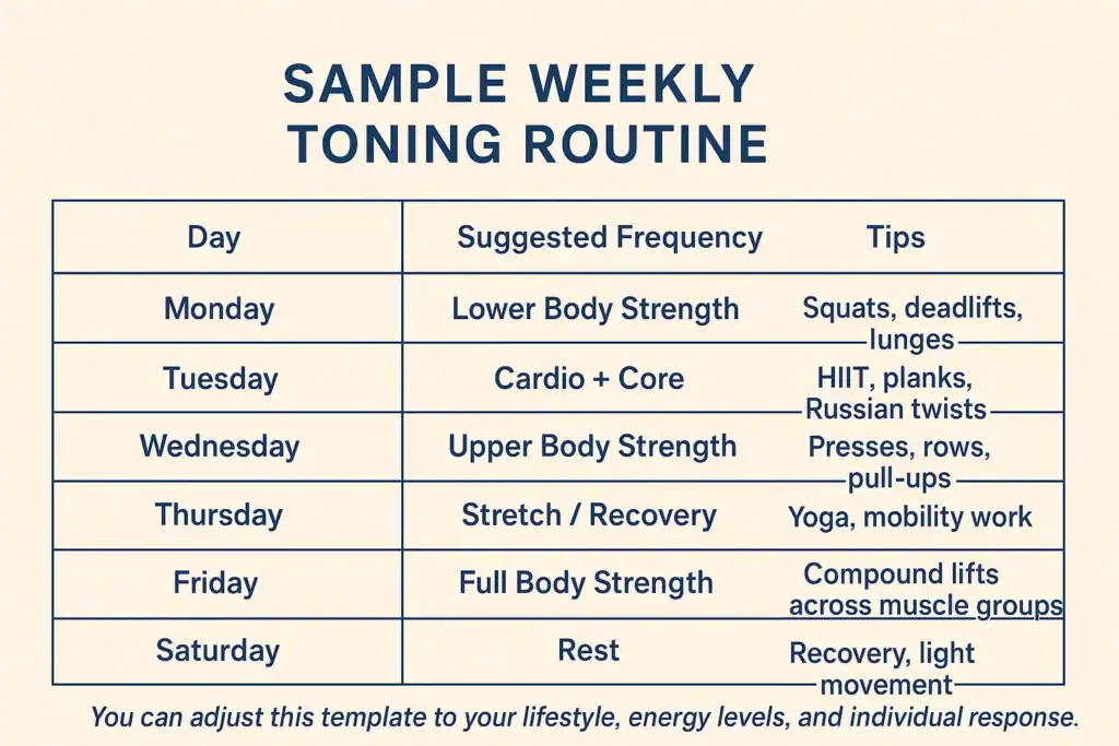 Achieving the Perfect Tone: How Often Should You Exercise for Results? 4 Weekly exercise Edgware plan graphic